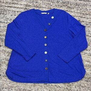 Soft Surroundings Blue Button Down Shirt 100% cotton w/ decorative buttons sz 2X